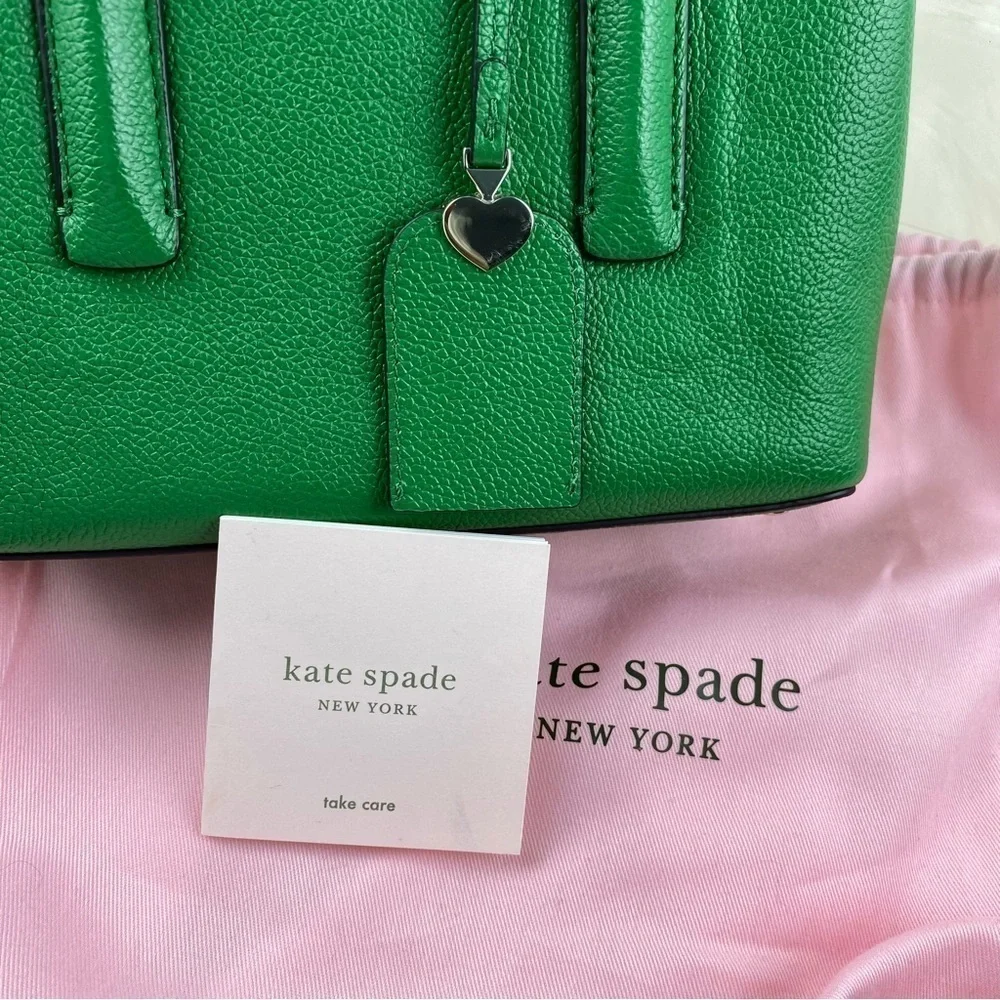 kate spade Green Pebbled Leather Satchel with Heart Charm